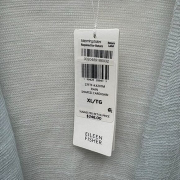NWT Eileen Fisher Women's Sheer Aqua Linen Shape Cartigan $268 - Sz XL - Picture 4 of 11